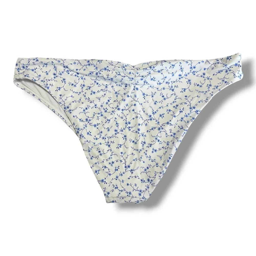 Andie The‎ Symi Blue Floral High Leg Bikini Bottom XXL Resortwear Beach Swim NEW